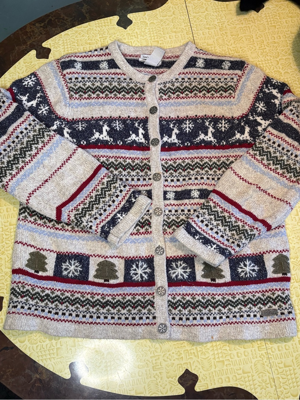Vintage Northern Reflections Cream Multi Fair Isle Button-Front Cardigan